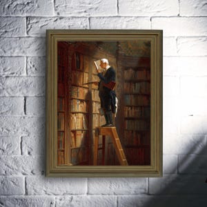 The Bookworm by Carl Spitzweg - Classic 19th Century Art Print | Intellectual Decor | High-Quality Digital Download | U44