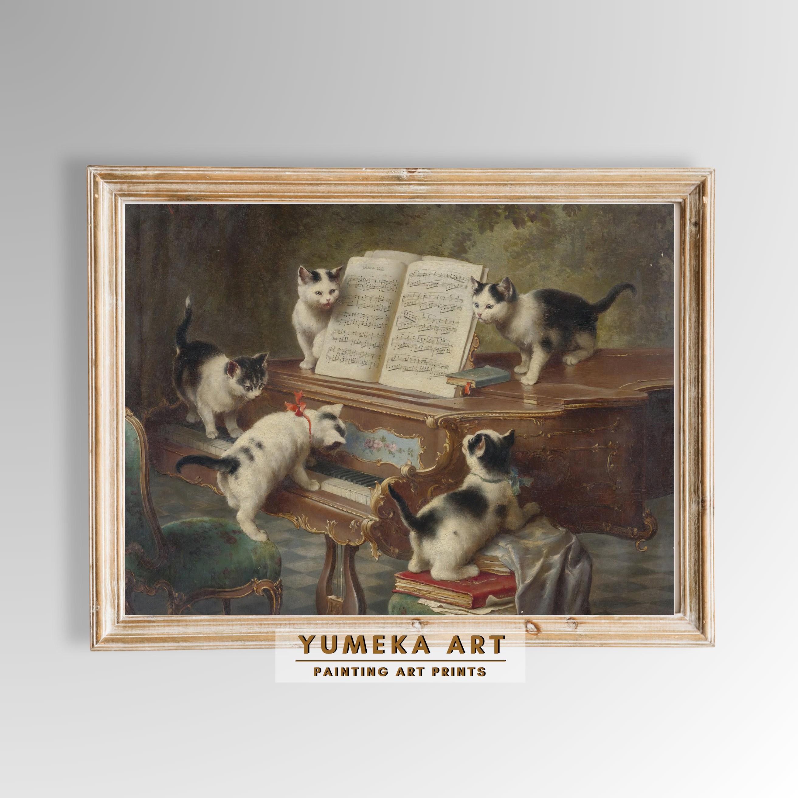 絵画 油絵風プリント アンティーク風 猫 アンティーク油絵 猫 古い絵画 キャット | 雑貨とアンティークのお店