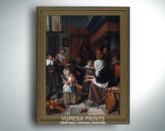 The Feast of Saint Nicholas by Jan Steen - Dutch Golden Age Art Print | Festive Holiday Decor | High-Quality Digital Download | H11