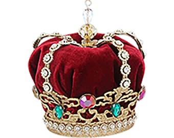 Crown Velvet & Jewelled Metal Tree Topper - Gisela Graham H17cm