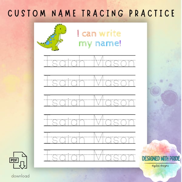 Custom Name Tracing Page | Personalized Name Tracing Page | Name Tracing Practice | PreK Name Tracing | Toddler Name Tracing | Customizable