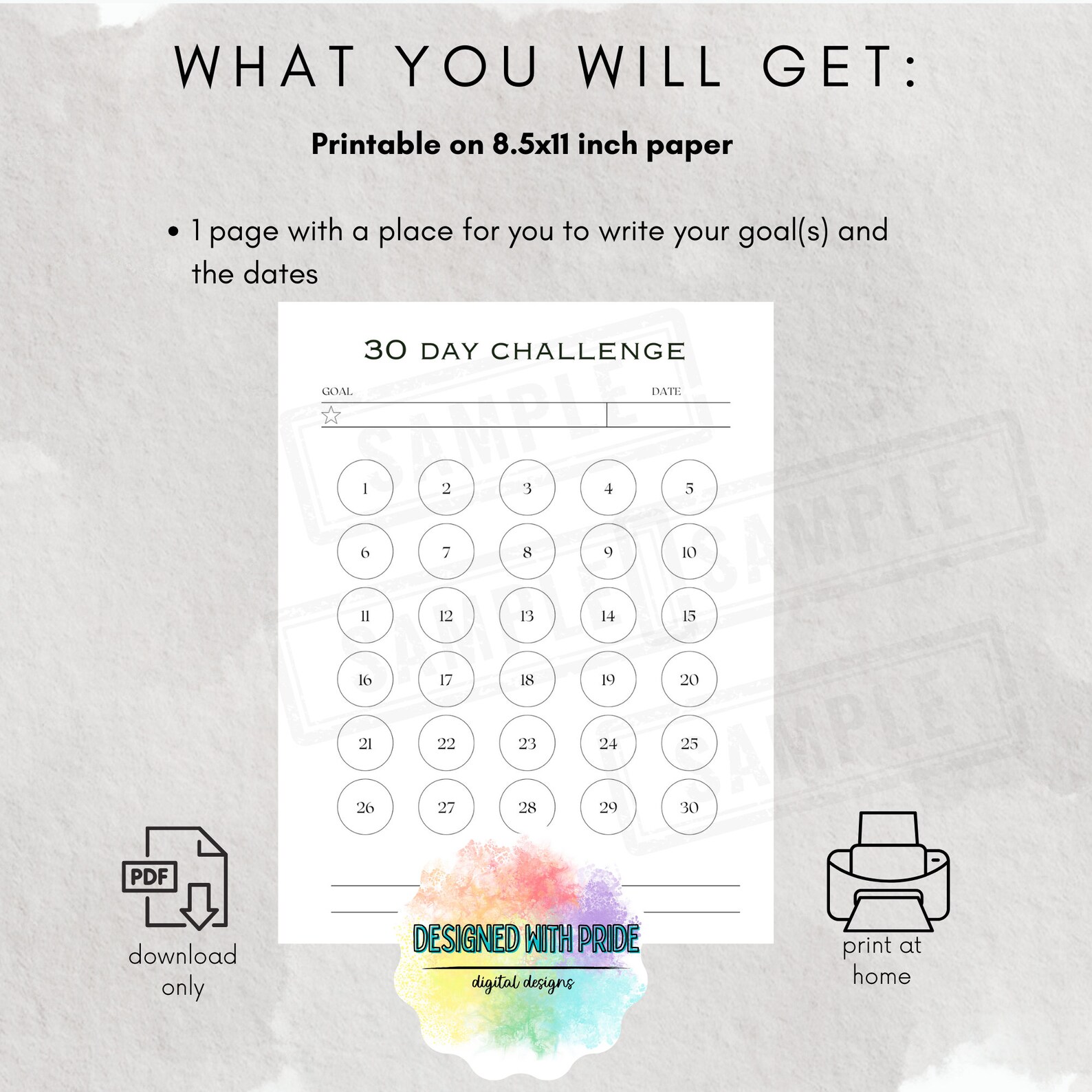 30 Day Habit Tracker Printable | Goal Setting (PDF) - Etsy Canada