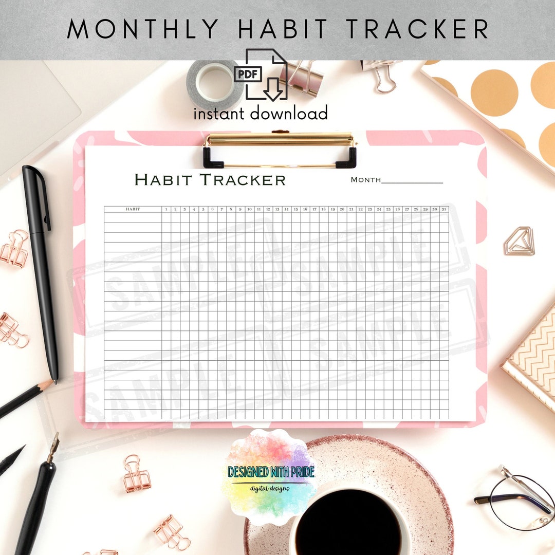 Printable Monthly Habit Tracker | Routine Challenge (PDF Download) - Etsy