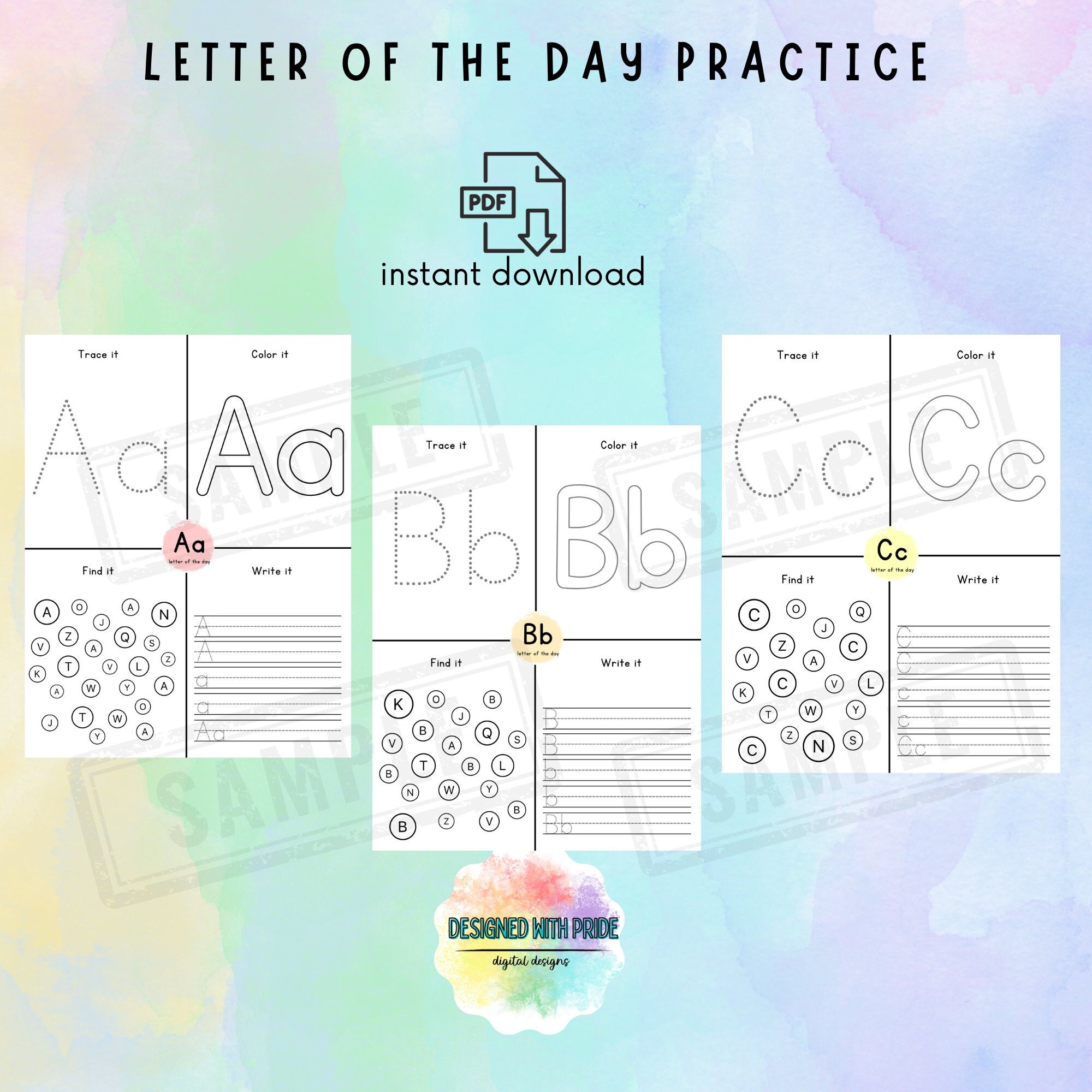 Alphabet Tracing Worksheets | Handwriting Practice (digital Download ...
