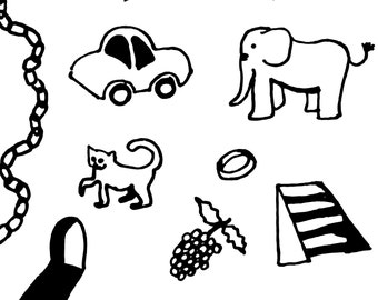 coloring page printable: dieren, eekhoorn, olifant, schoen, kubus, carpet, auto, stoel