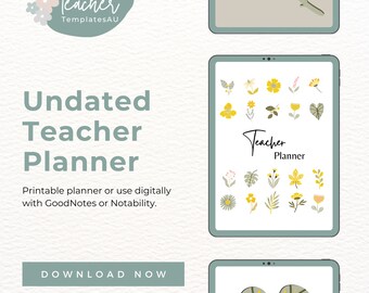 Printable Teacher Planner | Undated | Template | Digital Planner | Calendar
