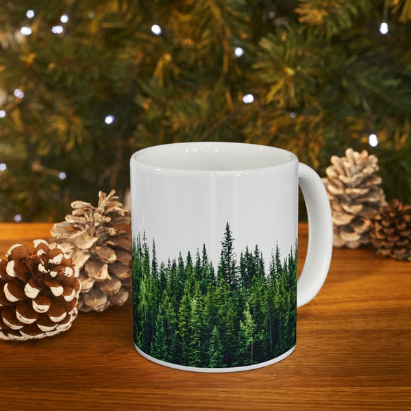 Tree Mug Tree Coffee Mug Tree Lover Mug Nature Lover Mug Mug with Trees Forest Mug Ceramic Tree Mug Woodland Forest Mug