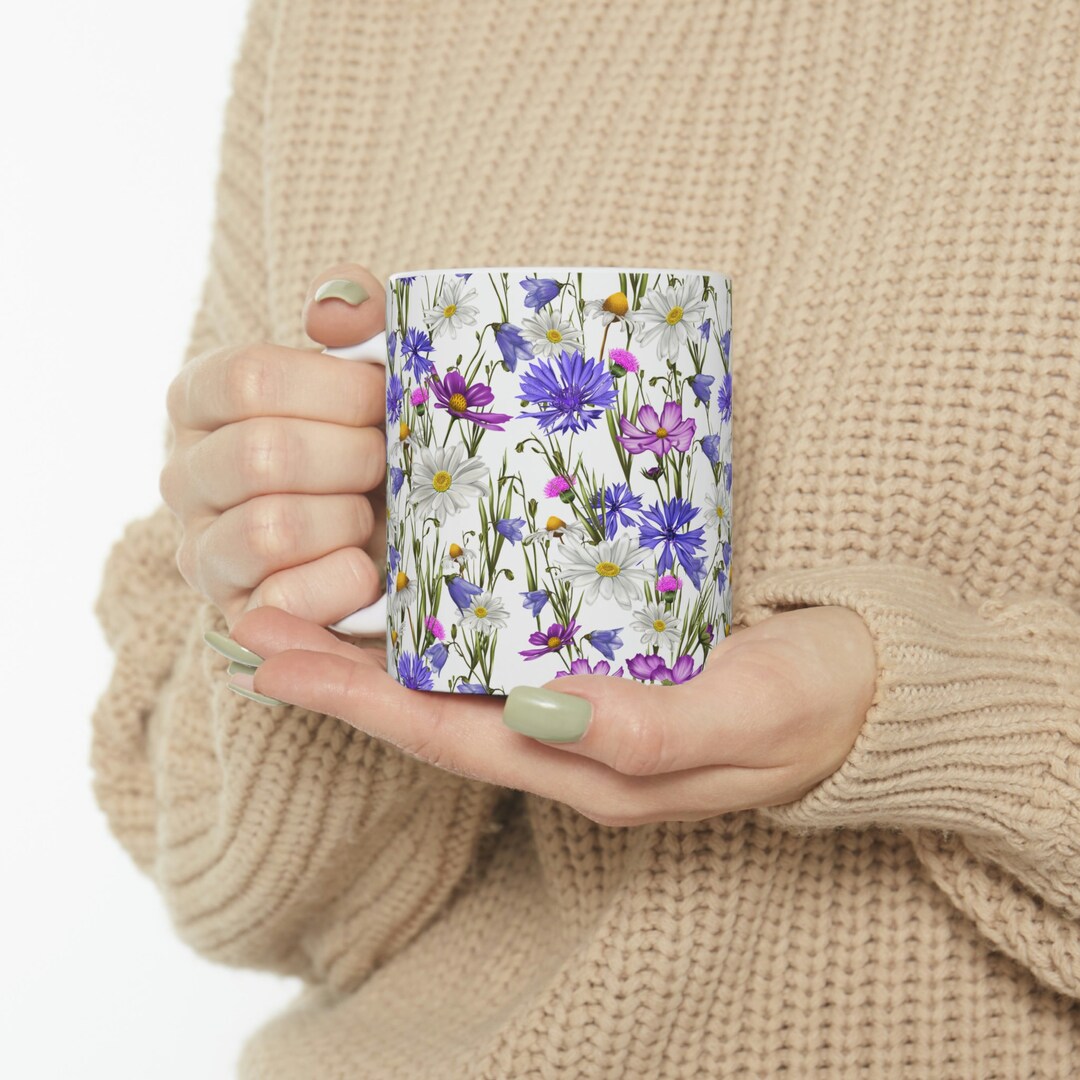 Floral Coffee Mug Flower Patterned Mug Floral Mug Garden Mug Dainty Flower Mug Wildflower Coffee