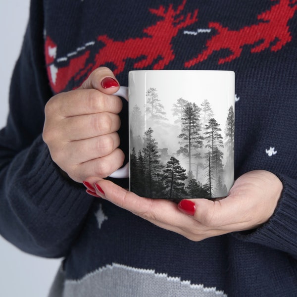 Tree Mug Tree Coffee Mug Tree Lover Mug Nature Lover Mug Mug with Trees Forest Mug Ceramic Tree Mug Woodland Forest Mug