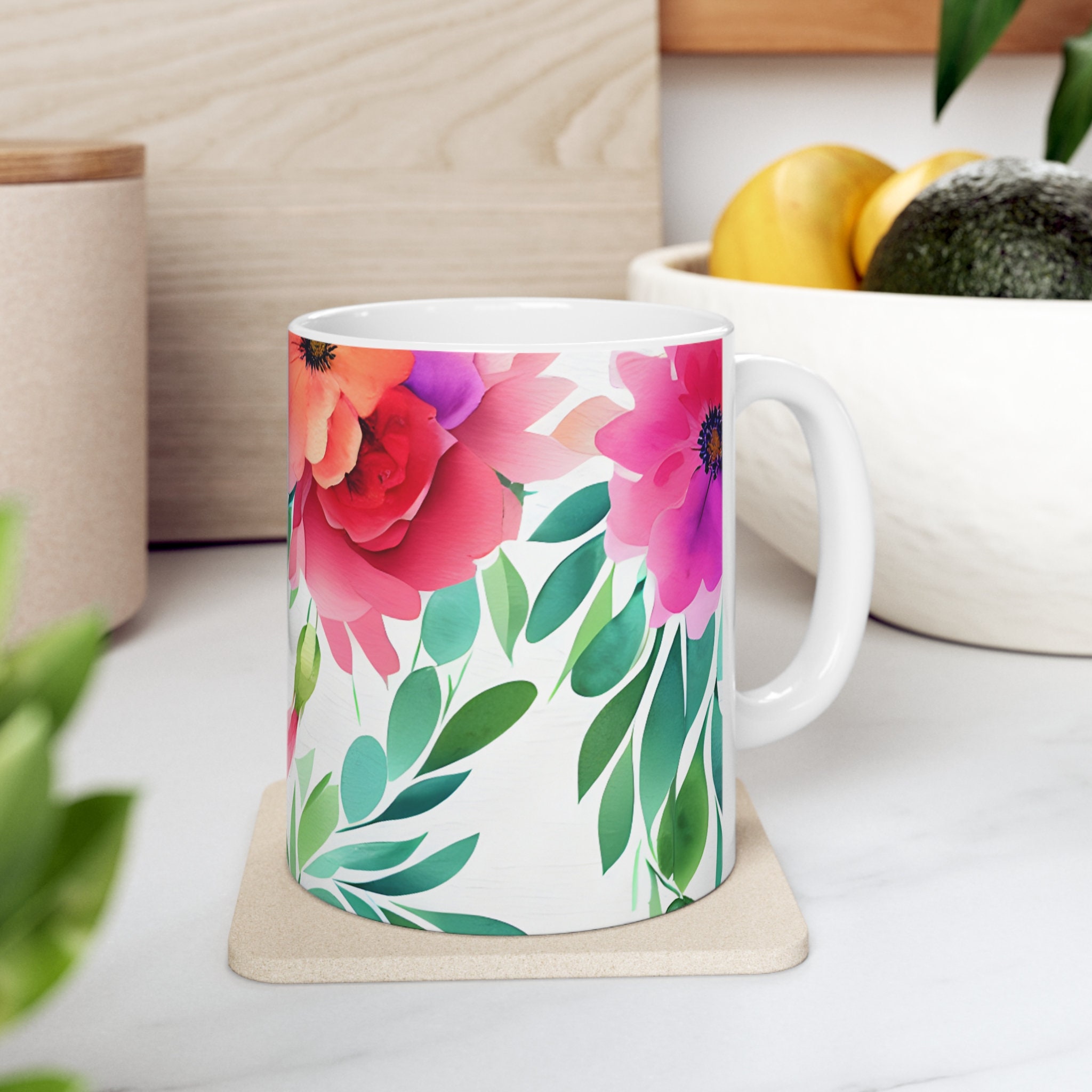 Floral Coffee Mug Flower Patterned Mug Floral Mug Garden Mug Dainty Flower Mug Wildflower Coffee