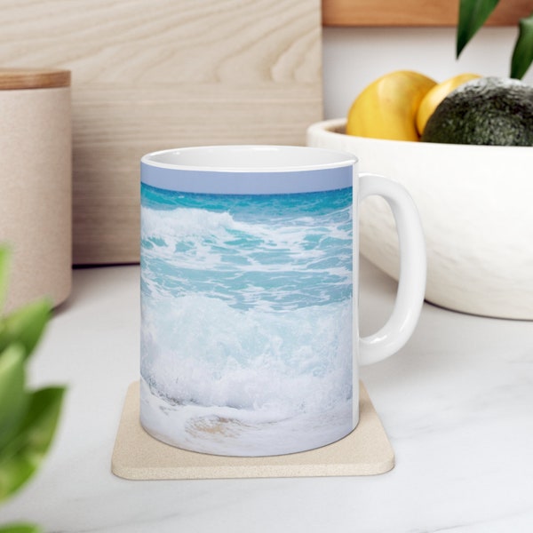 Coastal Ocean Wave Ceramic Coffee Mug Tropical Escape Coffee Cup Nautical Mug  Hot Tea Cups Beachy Stemless Glass Cup Beach Gift