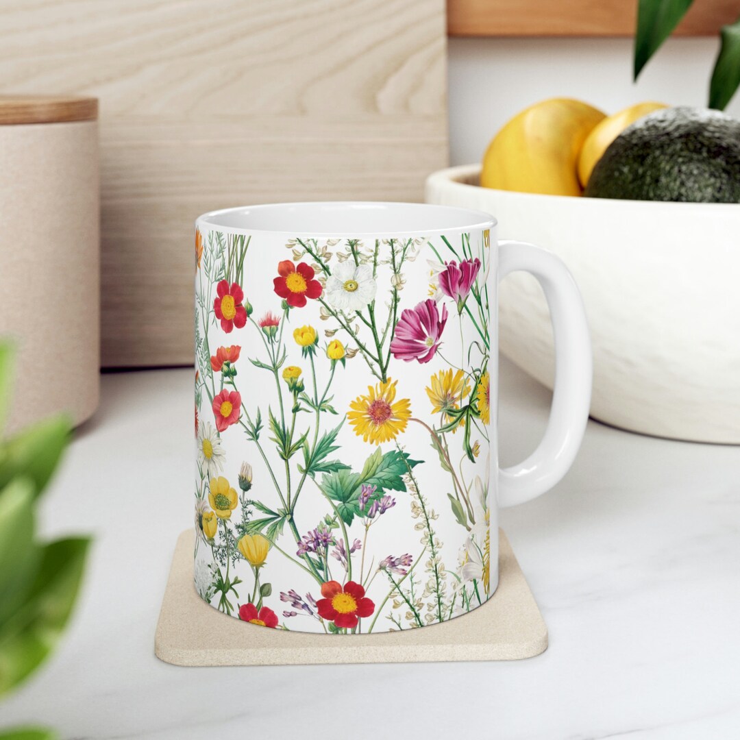 Floral Coffee Mug Flower Patterned Mug Floral Mug Garden Mug Dainty Flower Mug Wildflower Coffee