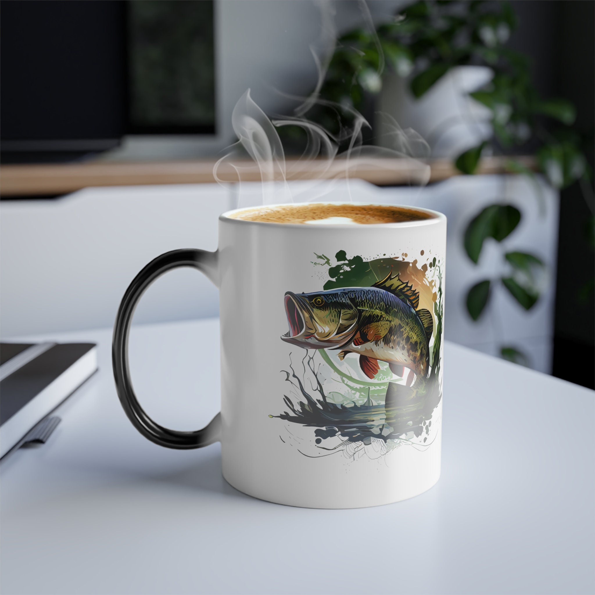 15oz Vacuum Insulated Coffee Mug, Bass Fish, Personalized Engraving In –  LaserGram Custom Engraved Gifts