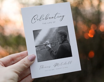 In Loving Memory Template, Funeral Program, Editable Double-Sided Obituary Card 5x7 Celebration of life