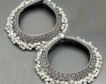 Oxidized  Handcrafted Traditional Ethnic Broad and heavy Payal Anklets (PAEJEB) for Women and Girls
