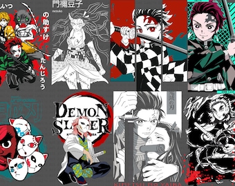Fichier de découpe numérique de haute qualité Kimetsu no Yaiba pour Demon Slayer, idéal pour les t-shirts, les oeuvres d'art murales, etc.