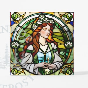 Imbolc St. Brigid Greeting Card - 5" x 5" square card - blank inside