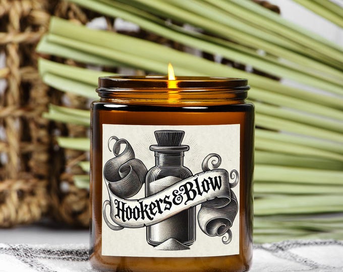 Hookers and Blow Candle | Got Blow Bathroom Gift | Restroom Decor | Coconut Apricot Wax | Hand Poured Candle