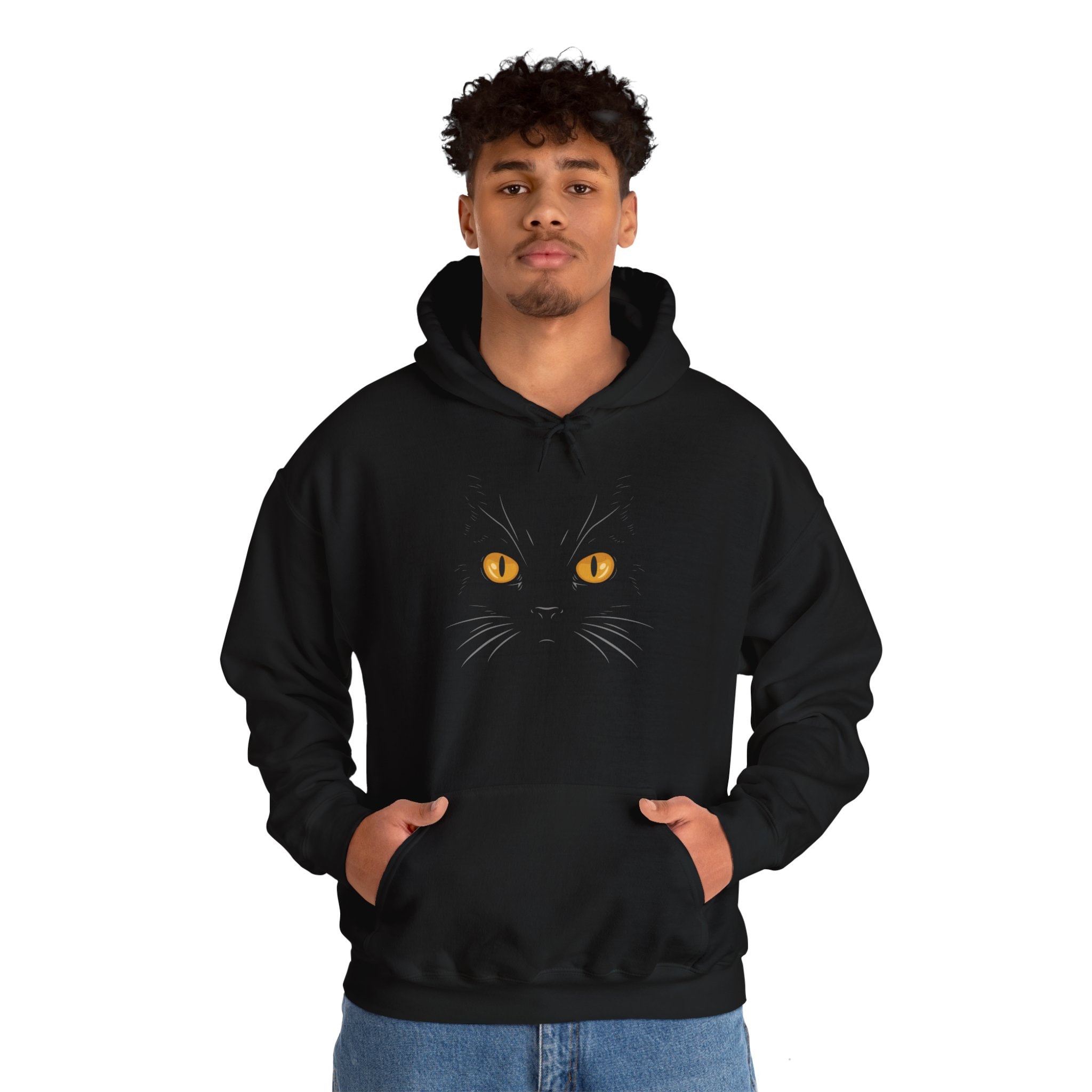 Black Cat Pullover Hoodie Halloween Sweatshirt Trick or Treat Cat Pouch Hoodie Cat Lady Gift Salem Black Cat Shirt