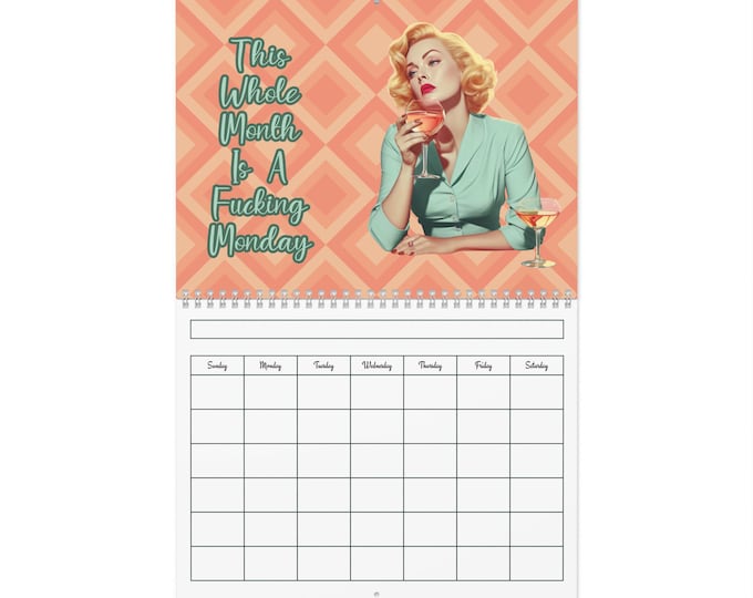 Sarcastic Retro Housewife Calendar | Customizable Dates | Blank Calendar | Vintage NSFW Gift | Funny Planner