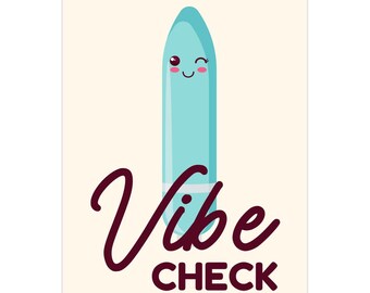 Vibe Check Greeting Card | Bachelorette Party Gift | Funny Vibrator Card | Inappropriate Gift | Adult Themed