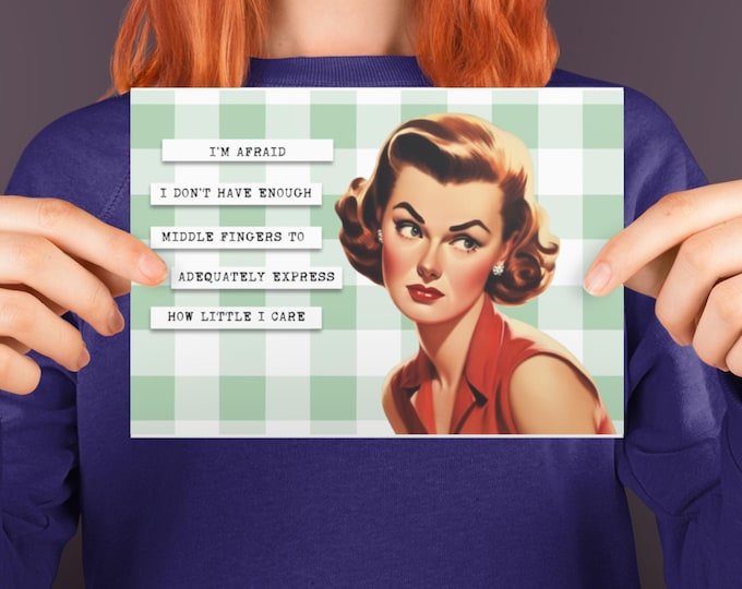Funny Retro Housewife Card | Snark And Sarcasm | Hilarious Vintage Greeting | 1950s Postcard