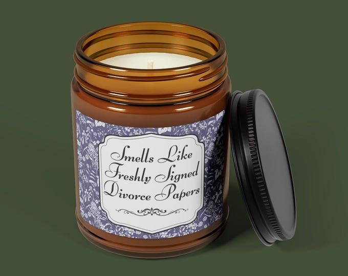 Funny Divorce Candle | Breakup Care Package Gift Box | 9 oz Jar Candle for Divorcees | Humorous New Beginnings Gift