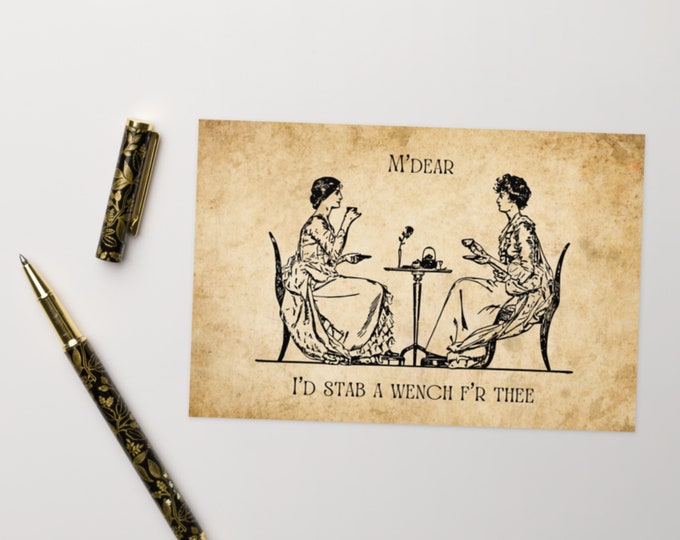 Funny Vintage Victorian Greeting Card for Best Friends, Shakespeare Card, Old Fashioned Card