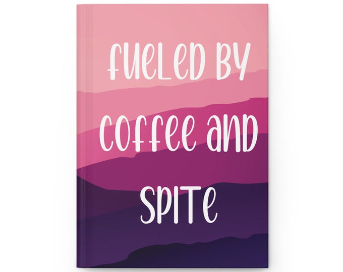 Fueled by Spite Notebook | Coffee and Spite Hardback Journal | Lined Perforated Paper | Humorous Notebook | Matte Cover