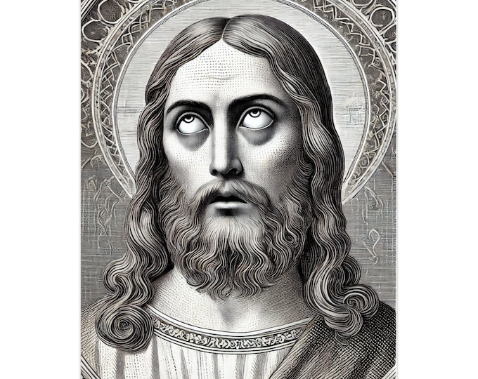 Annoyed Jesus Christ Greeting Card | Dark Humor | Overwhelmed Notecard | Eye Roll Jesus | Religious Humor | Joke Card