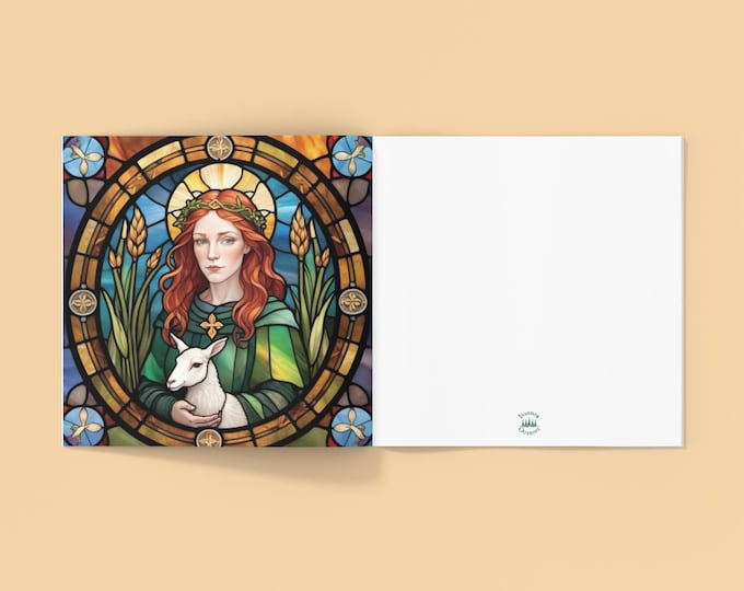 Imbolc St. Brigid Greeting Card | Celtic Pagan Tradition | Irish Saint Brigid | 5" X 5" Square Card For Winter Celebration & Ritual