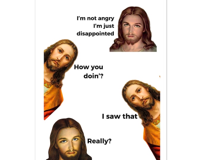 I Saw That Jesus Sticker Set | Funny Meme & Blasphemous Stickers | Laughing Christ Gifts for Humor Lovers