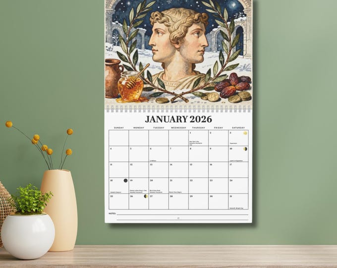 Pagan Wheel of the Year 2026 Wall Calendar, Seasonal Calendar, Solstice Planner, Spiritual Organizer, Witchcraft Gift, Moon Phases Tracker