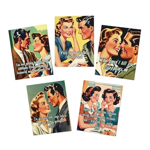 Sarcastic Retro Housewife Cards | Sassy Vintage Insult Card Multipack | Snarky Gifts & Offensive Humor