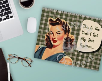 Customizable Sweary Affirmations Calendar|  Sarcastic Retro Housewife Diary | Vintage NSFW Gift | Funny Planner
