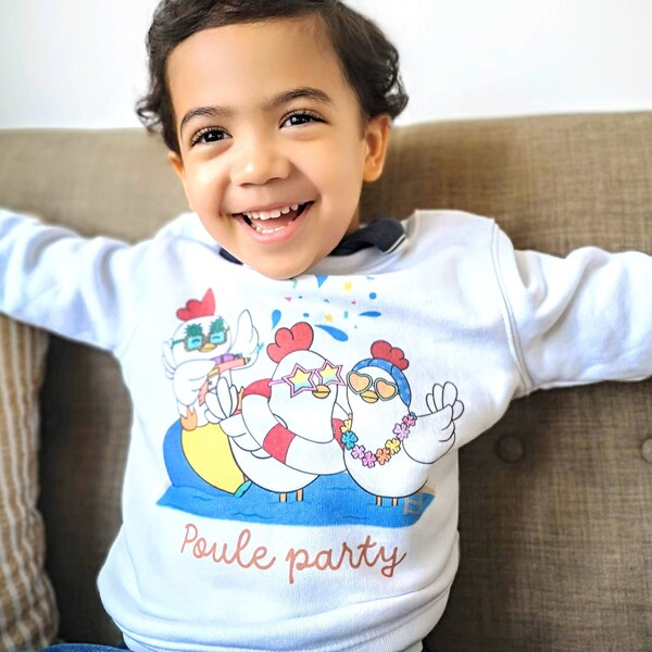 Sweat-shirt enfant "Poule Party" - Blanc