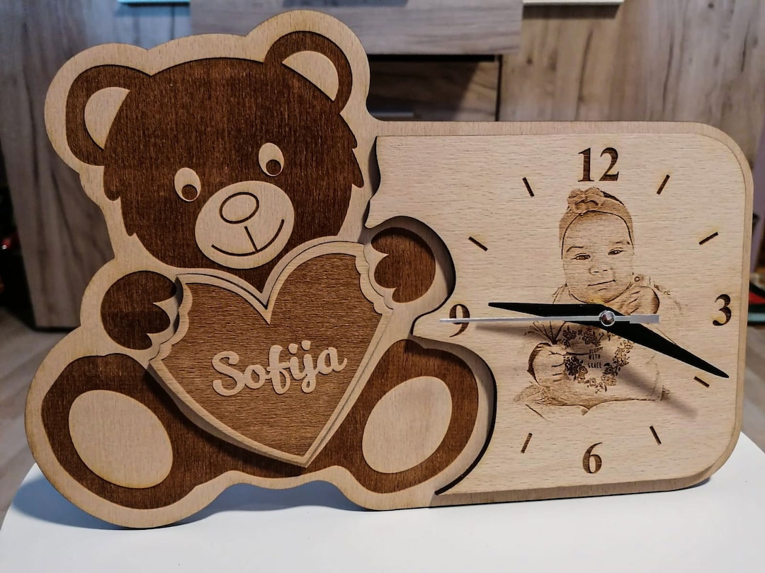 Personalised Baby Clock With Photo - Laser File Svg Cdr Wood Decor Gift ...