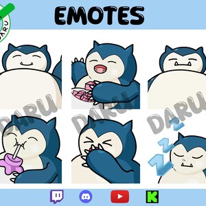Animated Emotes Pack SNORLAX for Twitch/Discord/Youtube/Kick