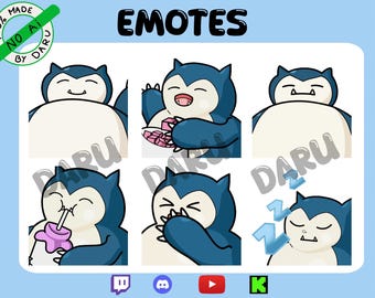 Animated Emotes Pack SNORLAX for Twitch/Discord/Youtube/Kick
