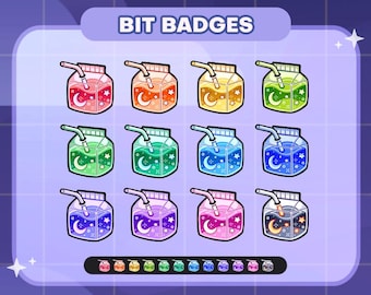 Galaxy Moon Milk/Juice Carton Twitch Badges | Sub/Bit Stream Icons | Digital Download