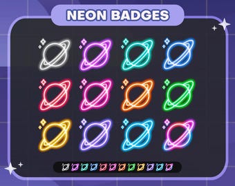 Neon Planet Twitch Badges | Sub/Bit Stream Icons | Digital Download