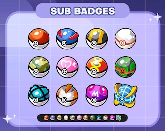 Pokémon Poké Ball Twitch Badges | Sub/Bit Stream Icons | Digital Download