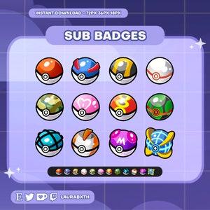 Poke Balls Twitch Sub / Cheer Badges Pixel Art - seaosaur's Ko-fi