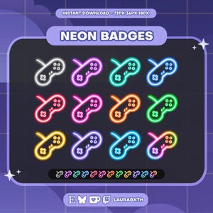 Neon Retro SNES Controller Twitch Badges | Sub/Bit Stream Icons | Digital Download