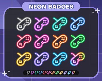 Neon Retro SNES Controller Twitch Badges | Sub/Bit Stream Icons | Digital Download