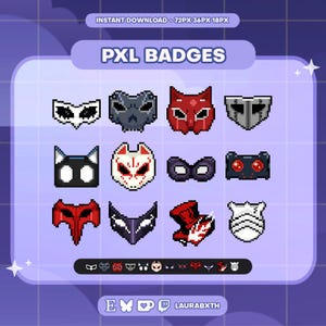 Persona 5 Royal Twitch Abzeichen | Unter Abzeichen | Gebissabzeichen | Anime | Pixel Kunst | Vorgefertigt