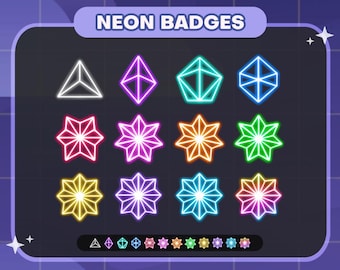 Neon Bit Gem Twitch Badges | Sub/Bit Stream Icons | Digital Download