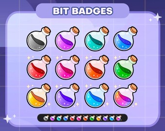 Potion Bottle Twitch Badges | Sub/Bit Stream Icons | Digital Download