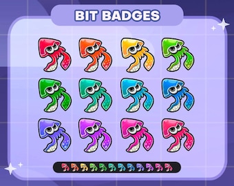 Splatoon Inkling Squid Twitch Badges | Sub/Bit Stream Icons | Digital Download