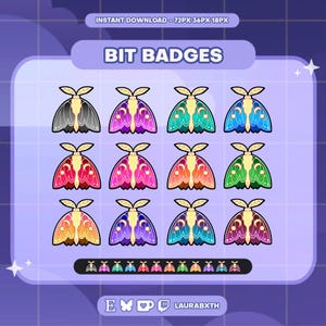 Odznaki Moon Moth Twitch | Ikony Sub/Bit Stream | Pobieranie cyfrowe